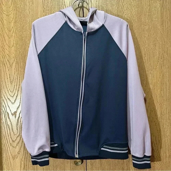 Mossimo‎ Women's XL Purple and Navy Y2K Track Jacket Long Sleeve Multicolor Cozy - Picture 1 of 6
